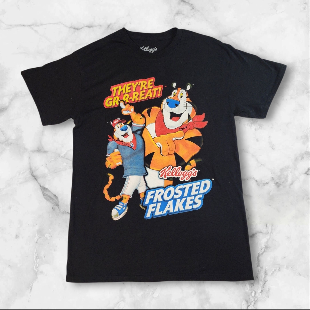 Tony the Tiger Black Graphic Tee | Kellogg’s Frosted Flakes “They’re Grrreat!”